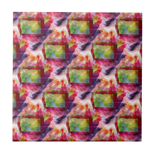 Abstract green, red wallpaper ceramic tile (Front)