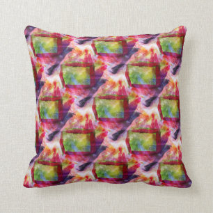 Abstract green, red wallpaper cushion