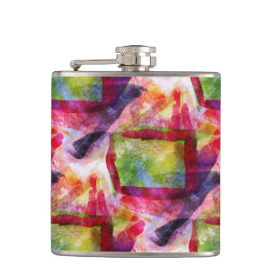 Abstract green, red wallpaper hip flask
