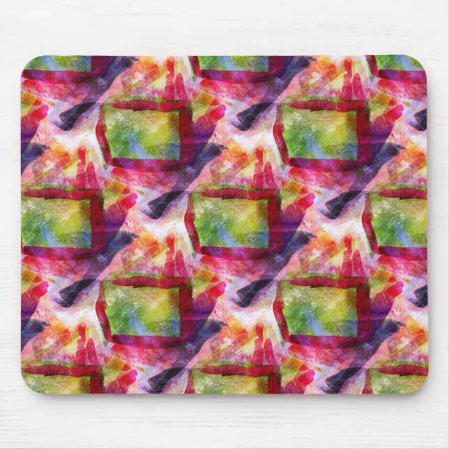 Abstract green, red wallpaper mouse pad (Front)