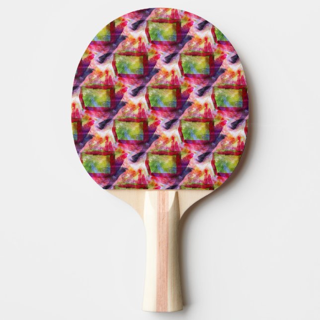 Abstract green, red wallpaper ping pong paddle (Front)