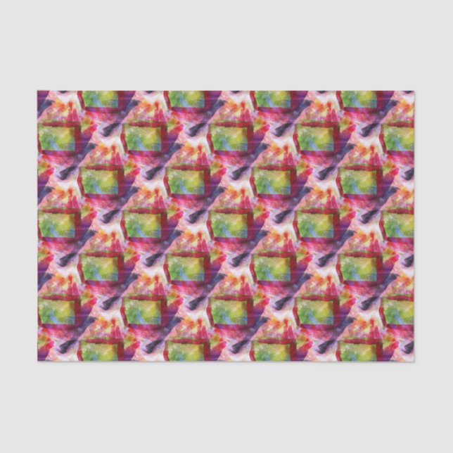 Abstract green, red wallpaper tissue paper (Front)