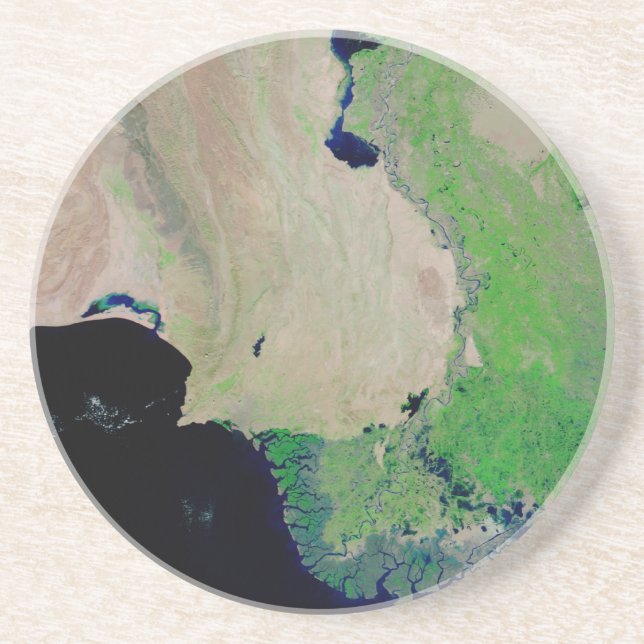 Abstract Green Sandstone Coaster (Front)
