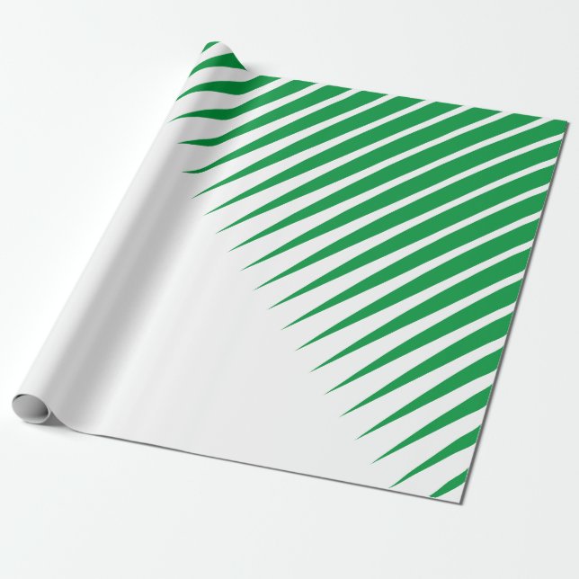 Abstract Green Spikes Palm Leaves Patterns White Wrapping Paper (Unrolled)
