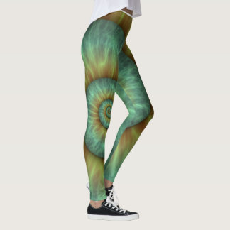 abstract green spiral design leggings