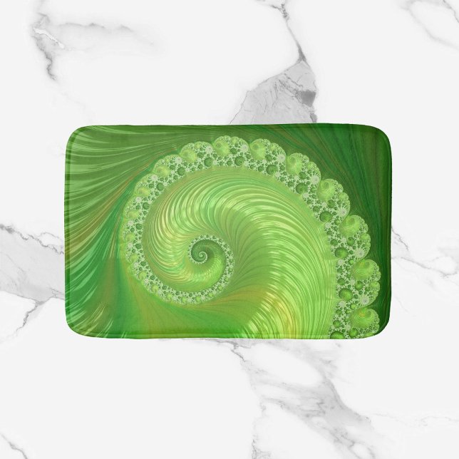 Abstract Green Spiral Fractal Bath Mat (Creator Uploaded)