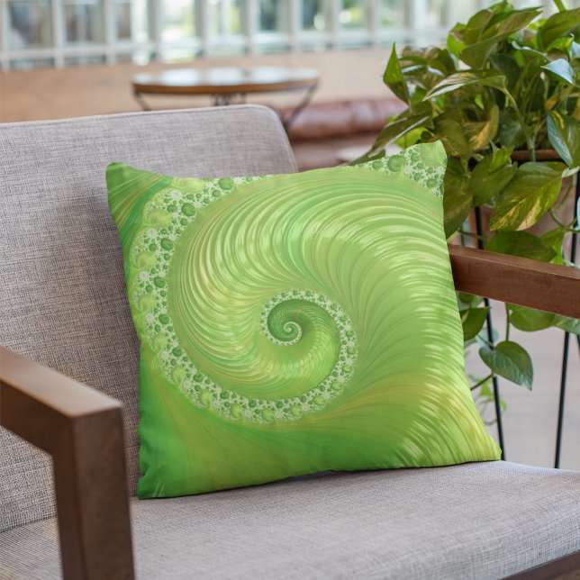 Abstract Green Spiral Fractal Cushion (Creator Uploaded)