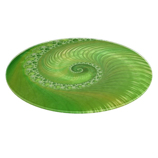 Abstract Green Spiral Fractal Cutting Board (Corner)