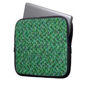 Abstract Green Squares Pattern Laptop Sleeve