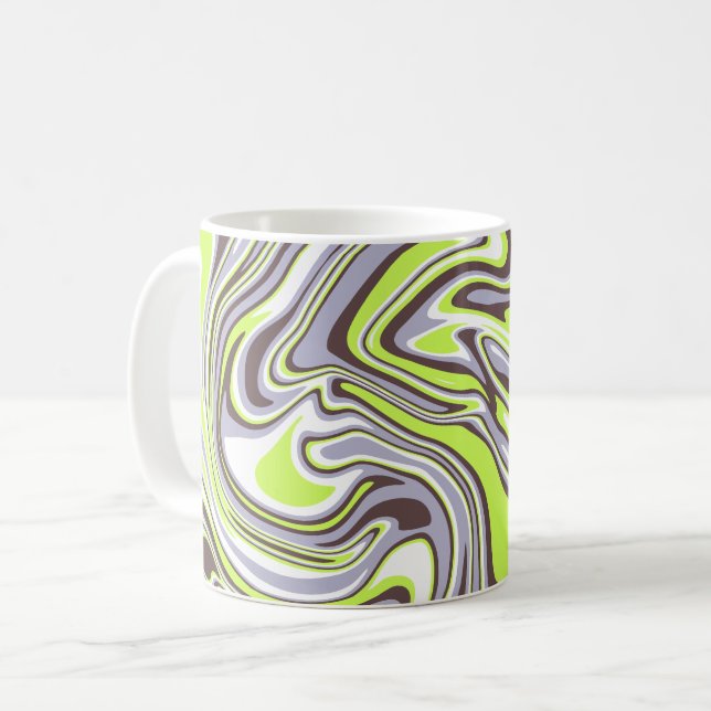 Abstract Green Swirl Pattern Coffee Mug (Front Left)