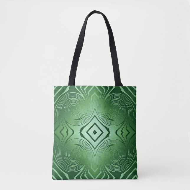 abstract green swirl pattern tote bag (Front)