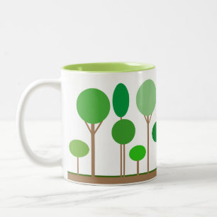 Abstract Green Trees Two-Tone Coffee Mug