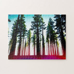 Abstract Green Trees Under Warm Sunlight Jigsaw Puzzle
