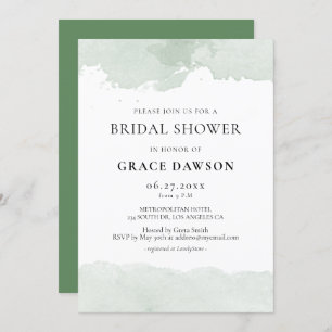 Abstract green watercolor Bridal shower invitation
