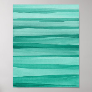 Abstract Green Watercolor Lines Art Poster