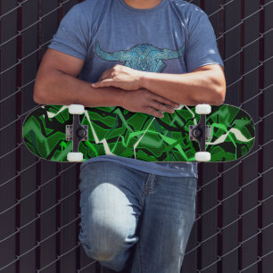 Abstract Green Wave Skateboard