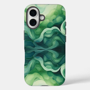 Abstract Green Waves Apple iPhone 16 Tough Case