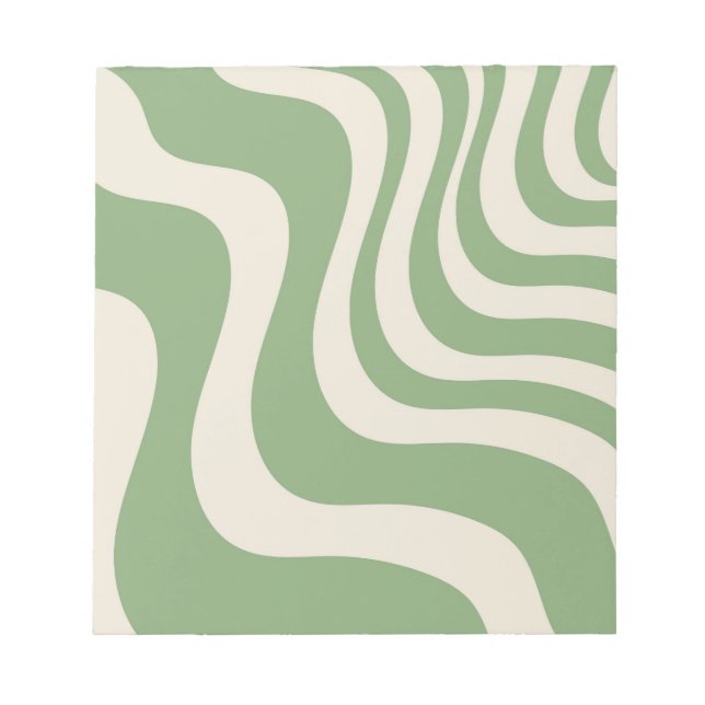 Abstract Green Wavy Stripe Stylish Spring Summer  Notepad (Front)
