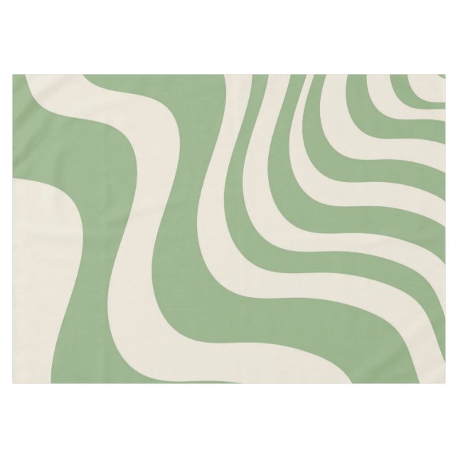 Abstract Green Wavy Stripe Stylish Spring Summer  Tablecloth (Front (Horizontal))