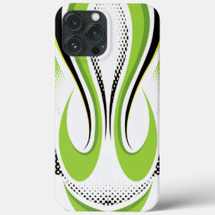 Abstract Green White and Black Curve iPhone 13 Pro Max Case