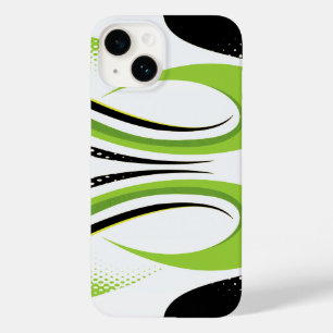 Abstract Green White and Black Curve Case-Mate iPhone 14 Case