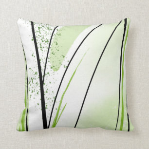 Abstract Green White Black Line Cushion