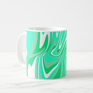 Abstract Green, White, & Turquoise Swirl Art  Coffee Mug