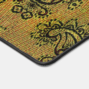 Abstract Green, yellow Paisley pattern Desk Mat