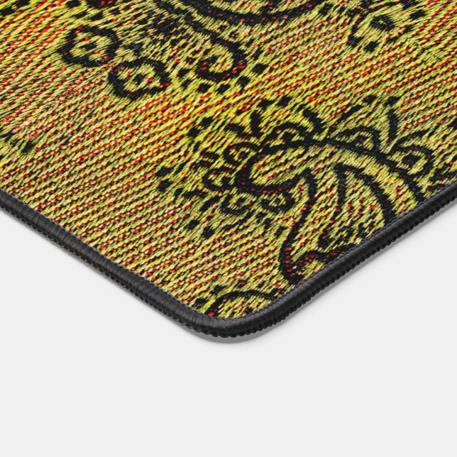 Abstract Green, yellow Paisley pattern Desk Mat (Corner)