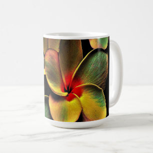 Abstract Green Yellow Red Fractal Art Flower Coffee Mug