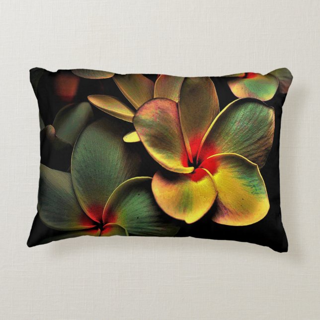 Abstract Green Yellow Red Fractal Art Flower Decorative Cushion (Back)