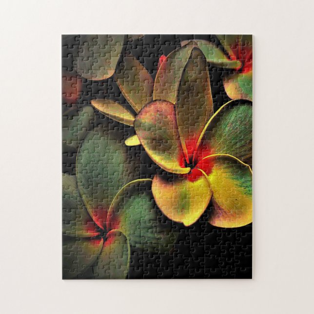 Abstract Green Yellow Red Fractal Art Flower Jigsaw Puzzle (Vertical)