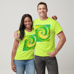 Abstract Green Yellow Spiral Art T-Shirt