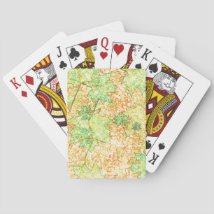 Abstract greenish leaf of acer on scratched ground playing cards
