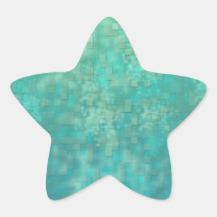 Abstract Greens Distant Rustic Mosaic Pattern Star Sticker