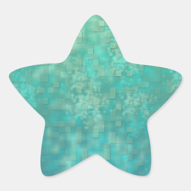 Abstract Greens Distant Rustic Mosaic Pattern Star Sticker (Front)