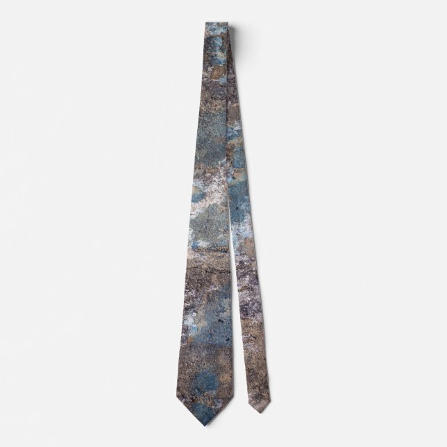 Abstract, grey and blue, stone, plaster, graffiti  tie (Front)