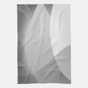 Abstract Grey and White Pattern Tea Towel