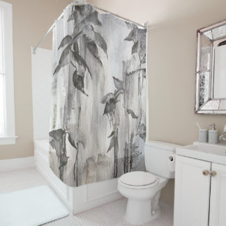 Abstract Grey Bamboo Shower Curtain