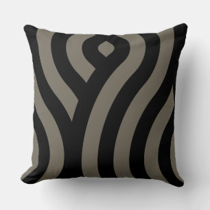 Abstract Grey Black Wave Stripes Pattern Cushion