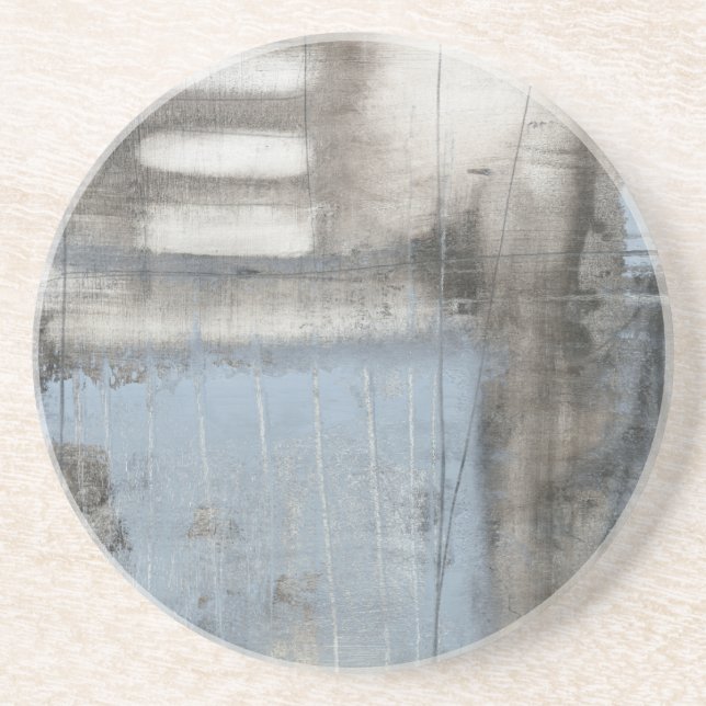 Abstract Grey & Blue Painting Coaster (Front)