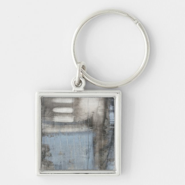 Abstract Grey & Blue Painting Key Ring (Front)