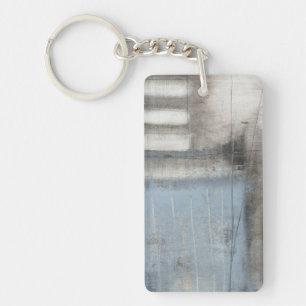 Abstract Grey & Blue Painting Key Ring