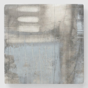 Abstract Grey & Blue Painting Stone Coaster