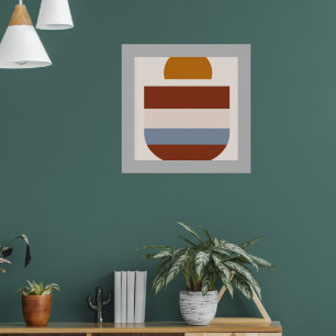Abstract grey bordo natural colours poster
