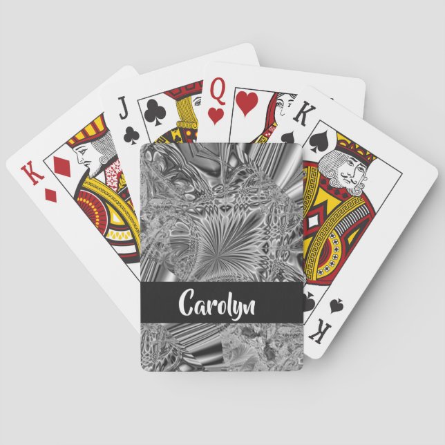 Abstract grey crystal  pattern playing cards (Back)
