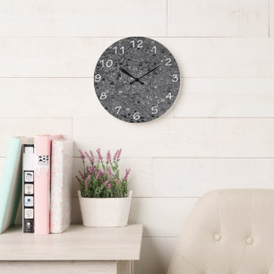 Abstract Grey Faux Texture Geometric Background Large Clock