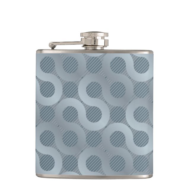 Abstract grey flow background hip flask (Front)