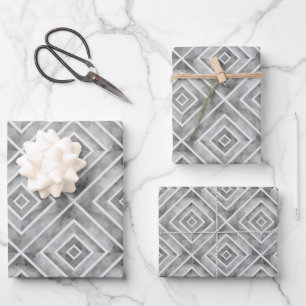 Abstract grey geometric square tiles wrapping paper sheet