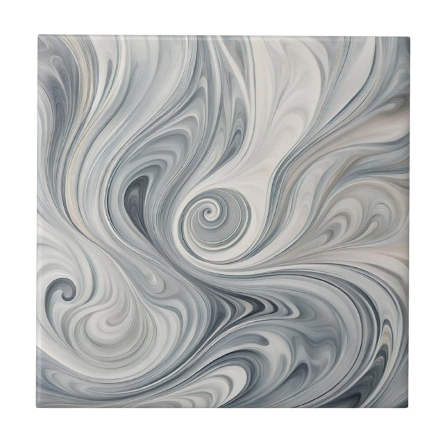 Abstract Grey Leaves 4 Ceramic Tile (Front)